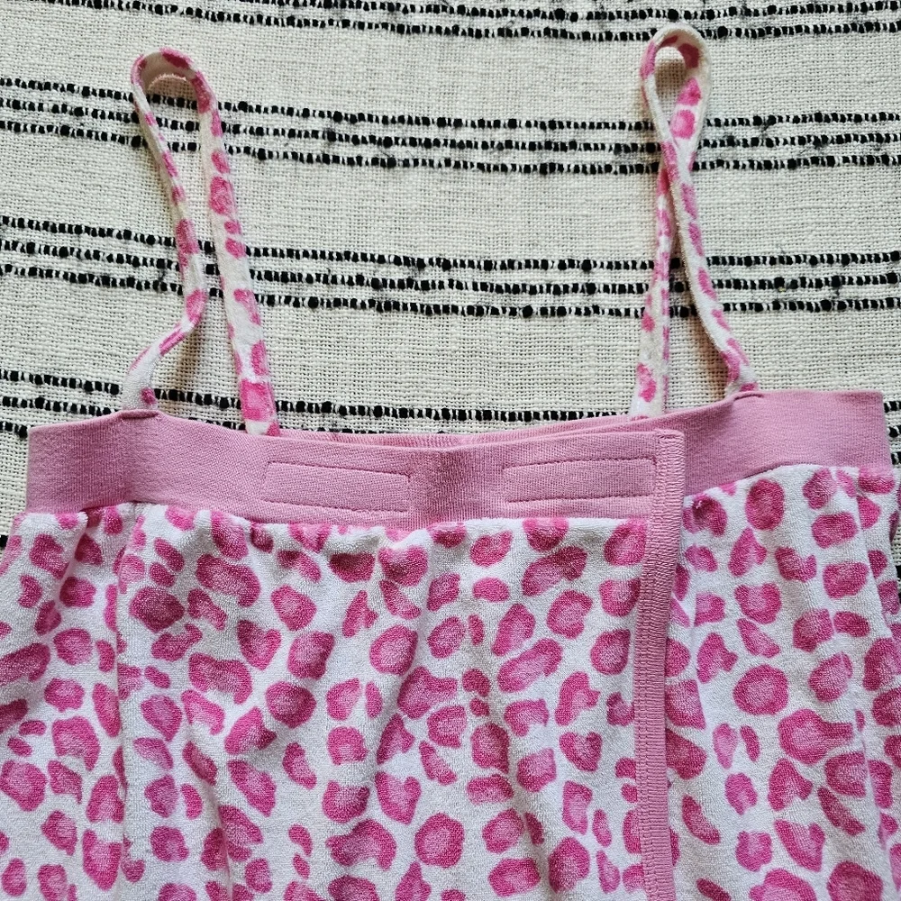 OP Pink and White Leopard Print Terry Bath Towel Wrap - Picture 2 of 11